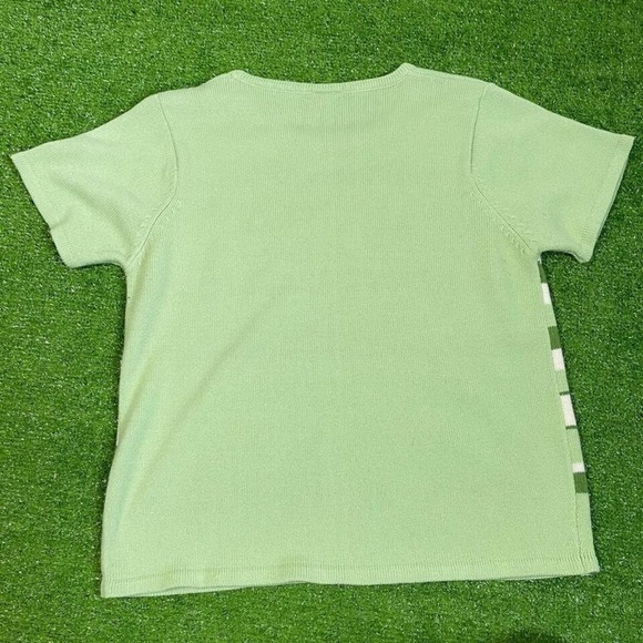 Vintage Women's M-L Green Embroidered Knitted Top Grandmacore Cottagecore - Picture 4 of 4